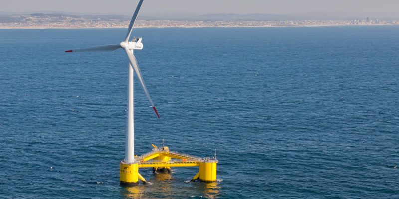 Principle Power WindFloat semi-submersible platform — the floating wind technology now operational at Kincardine, Scotland, following the AR7 award of £216.49/MWh strike price.